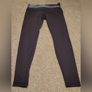 Lululemon Gray Leggings with Blue Waistband Sz 10